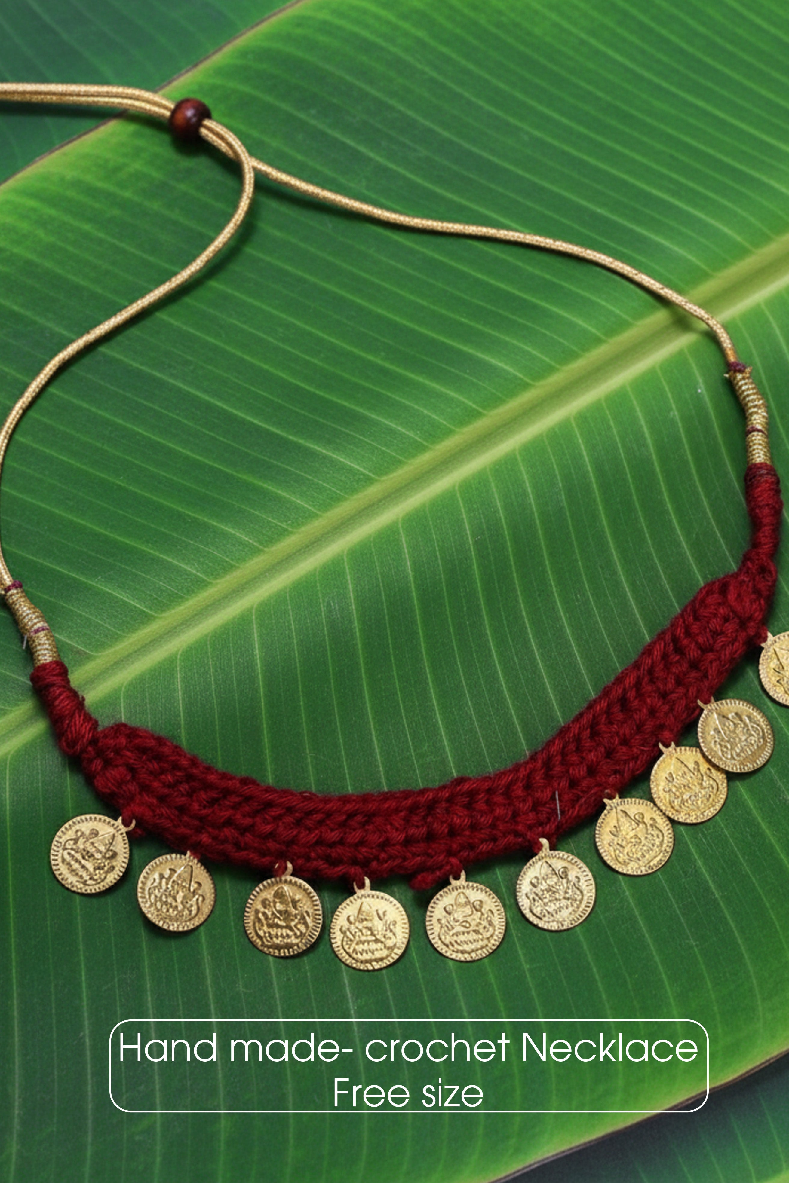 Little Carrot Handmade Crochet Coin Jewelry Set for Girls - Festive Marroon
