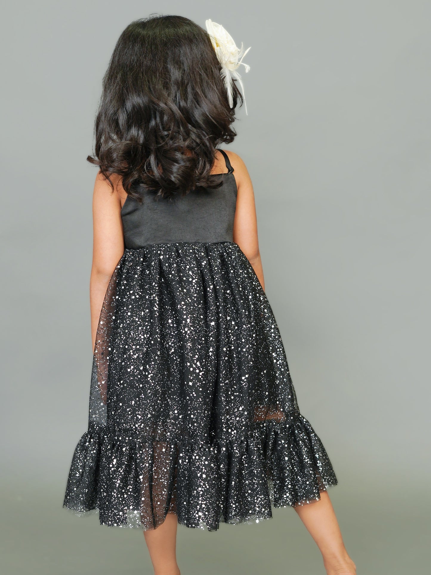 Little Carrot Pearl Embellished Satin Partywear Dress Copy, , premium kids' wear for girls, size 3-4-years.