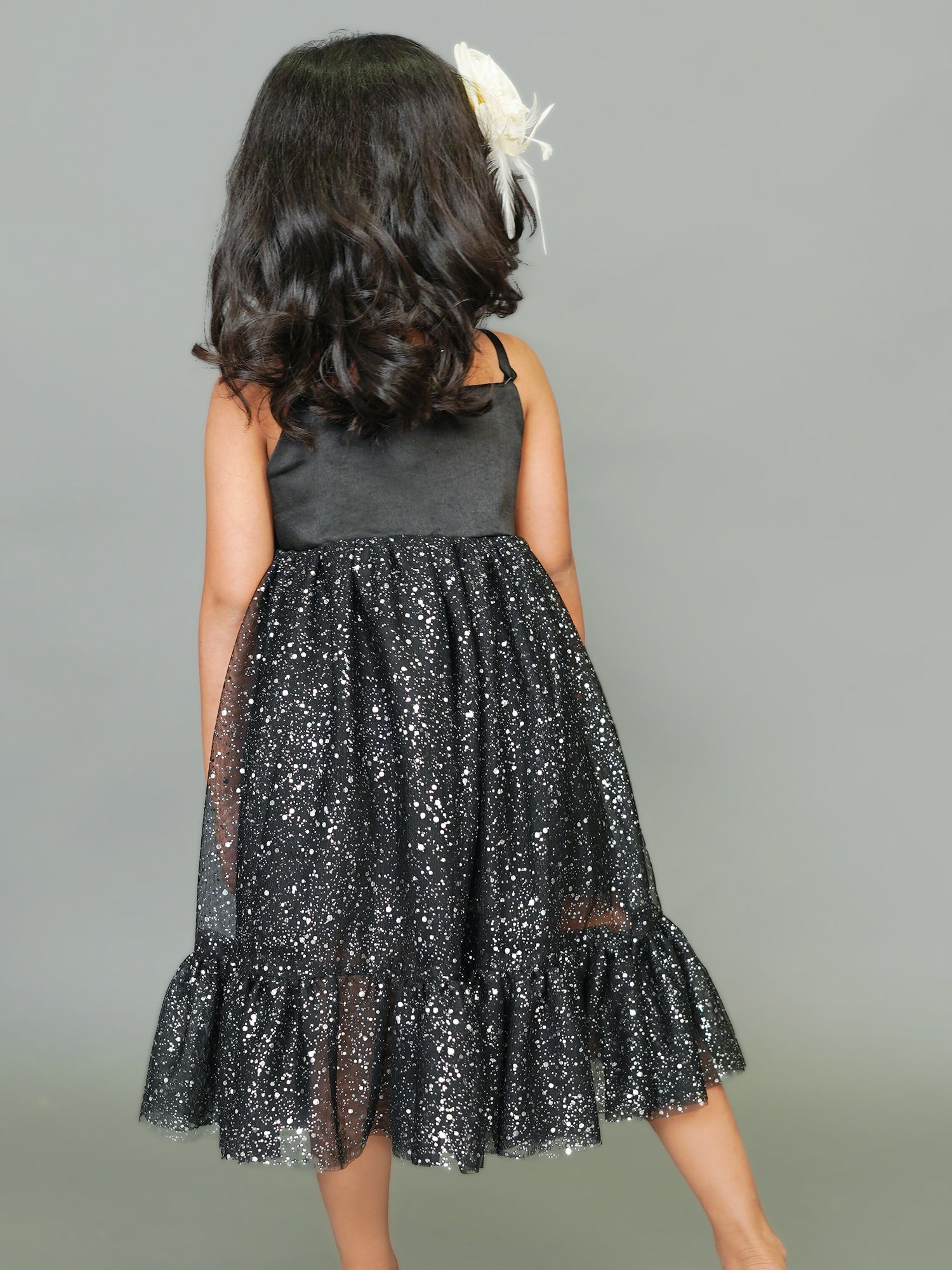 Little Carrot Pearl Embellished Satin Partywear Dress Copy, , premium kids' wear for girls, size 3-4-years.