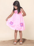 Little Carrot Pink Crochet Patch Strap Dress, Cotton, premium kids' wear for girls, size 2-3-years.