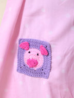 Little Carrot Pink Crochet Patch Strap Dress, , premium kids' wear for girls, size 3-4-years.