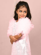 Little Carrot Pink Ruffle Sleeve Sequin Dress, , premium kids' wear for girls, size 5-6-years.