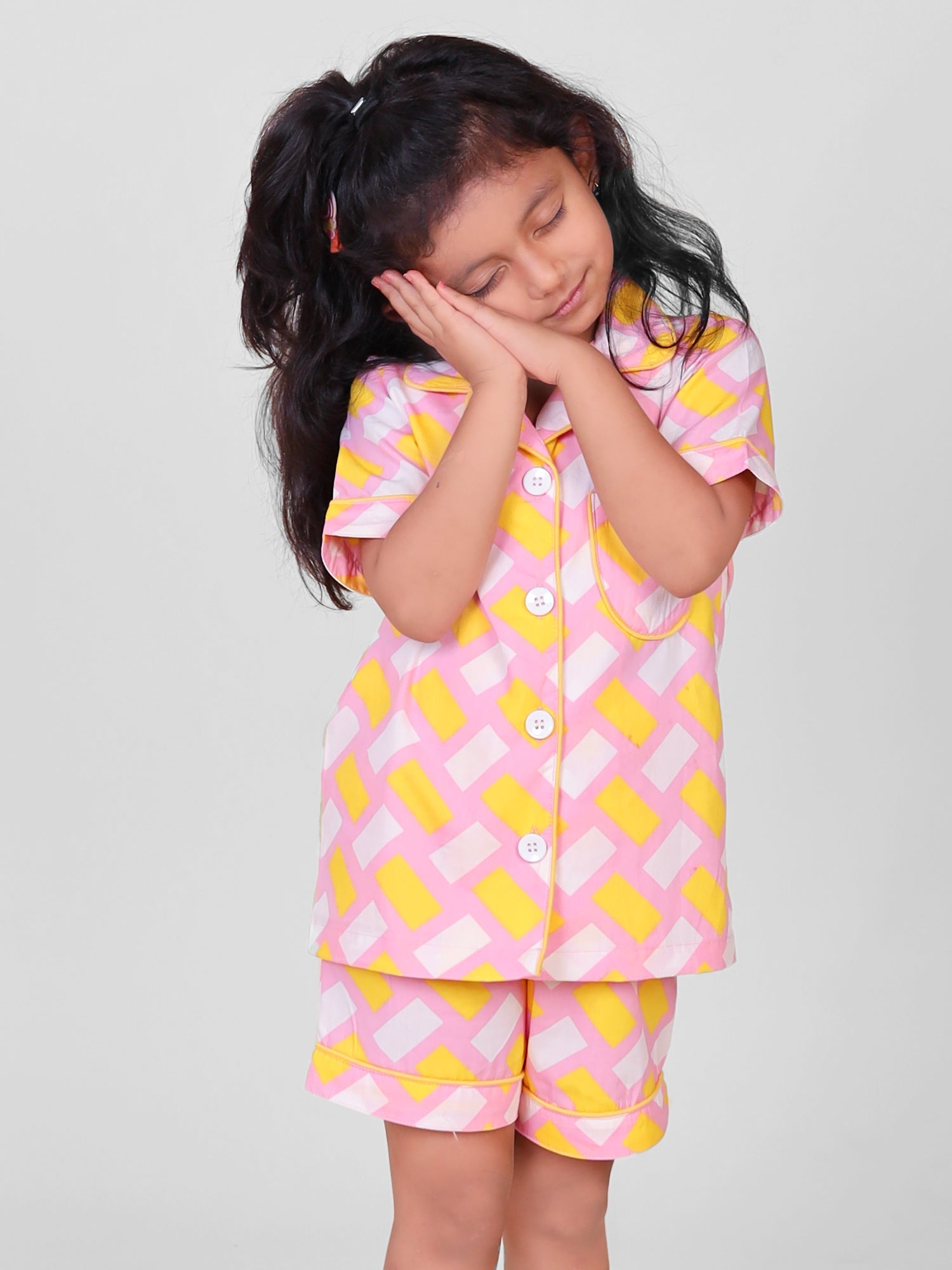 Little Carrot Pink Shirt And Shorts Night Suit, Autumn, premium kids' wear for girls, size 3-4-years.