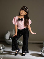 Pink Victorian Top & Sequin Flared Pant Set