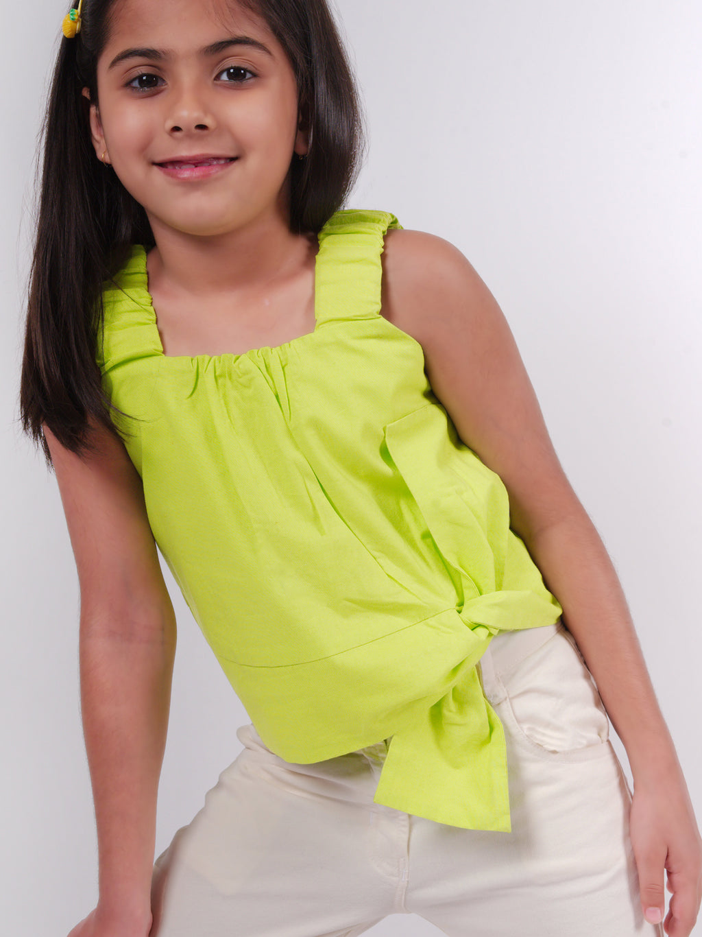 Little Carrot Pure Cotton Twisted Bow Top, , premium kids' wear for girls, size 8-9-years.