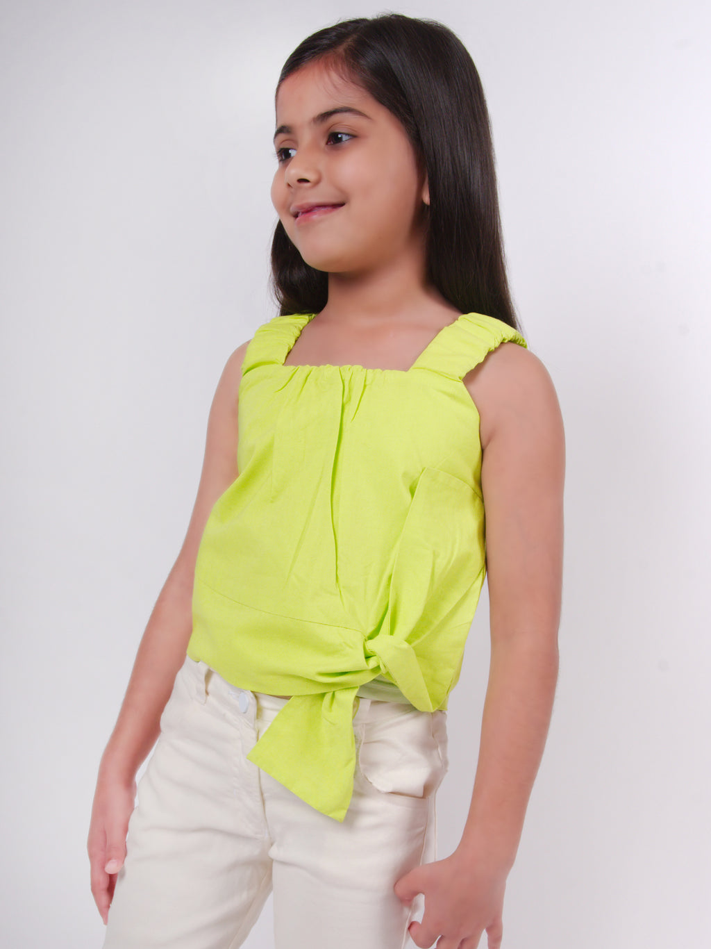 Little Carrot Pure Cotton Twisted Bow Top, , premium kids' wear for girls, size 10-11-years.