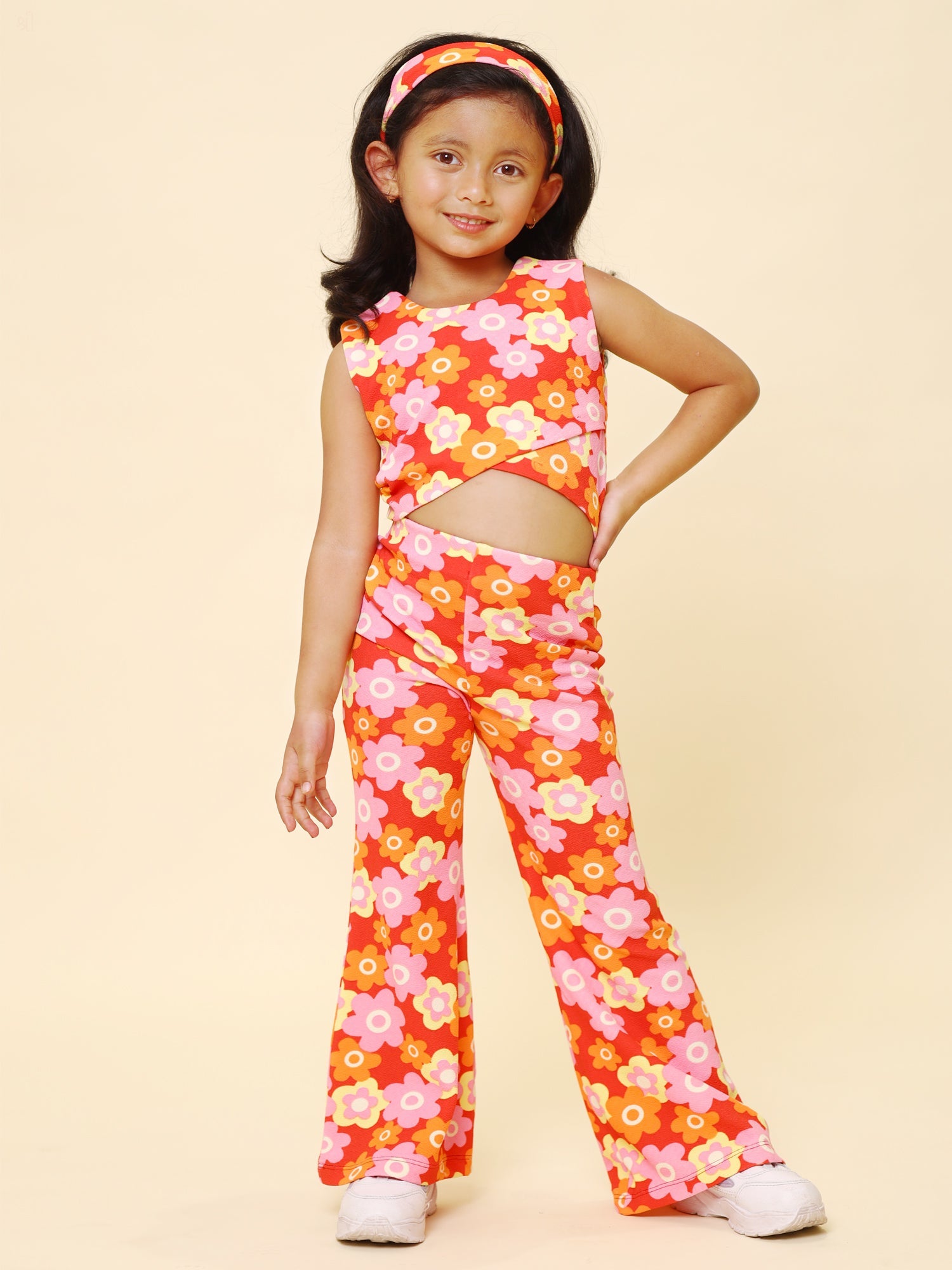 Little Carrot Retro Casual Coord Set, , premium kids' wear for girls, size 5-6-years.