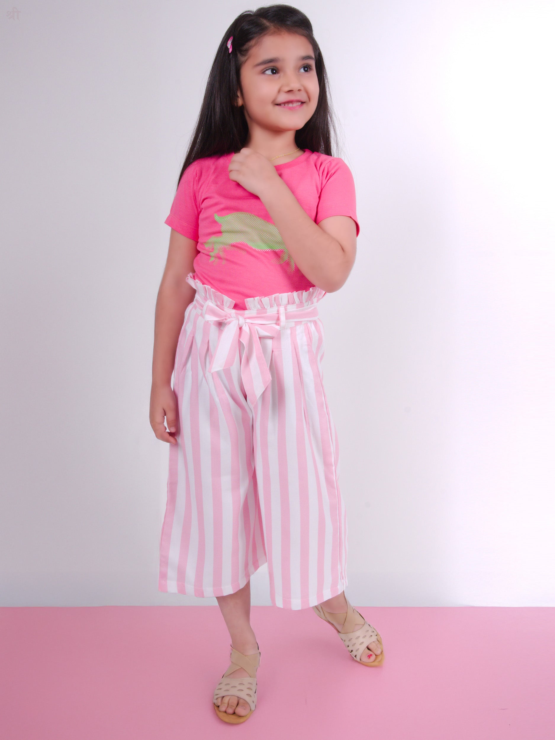 Little Carrot Soft Cotton Striped Culottes Copy, Autumn, premium kids' wear for girls, size 6-7-years.