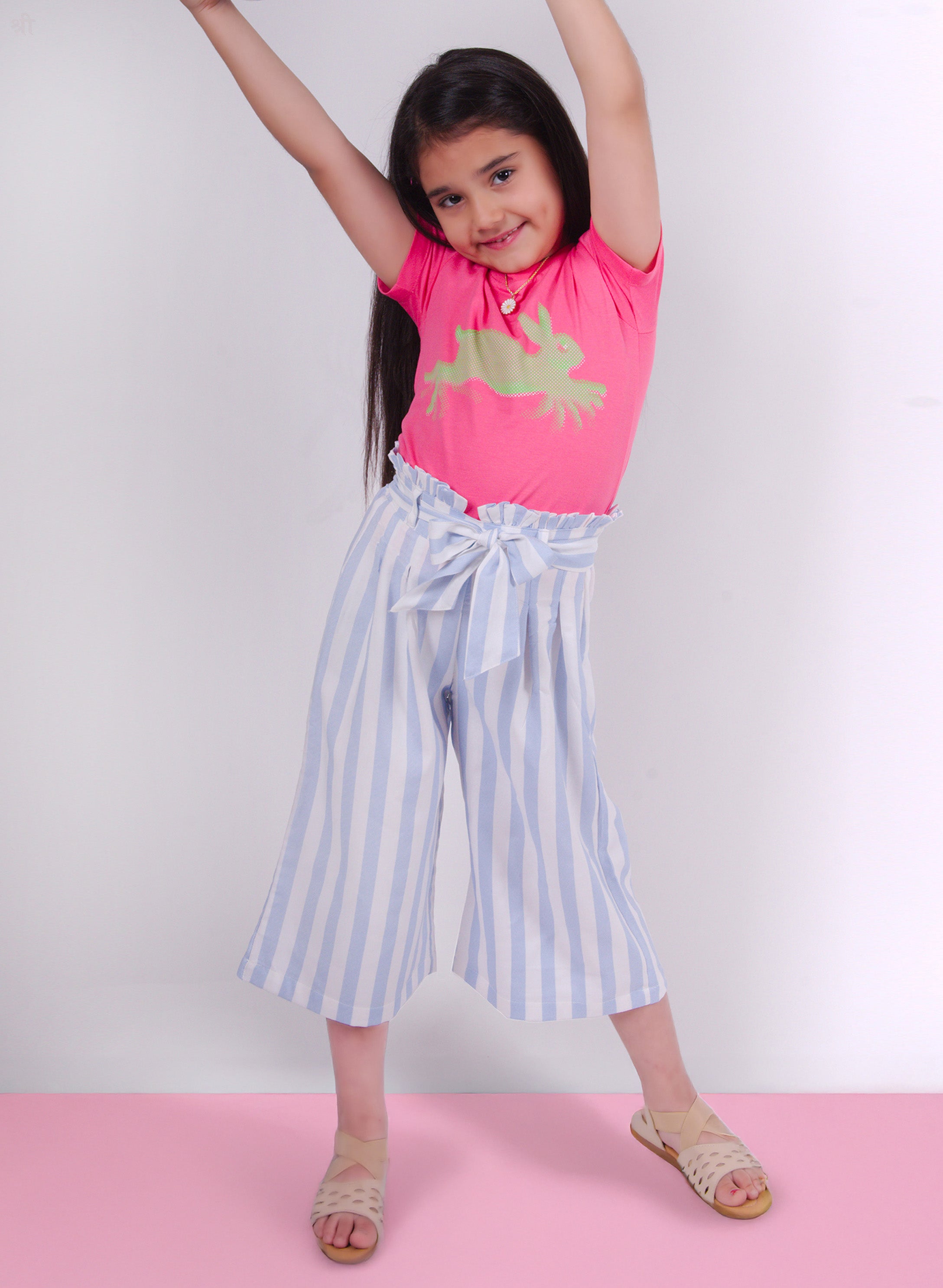 Little Carrot Soft Cotton Striped Culottes, Autumn, premium kids' wear for girls, size 6-7-years.