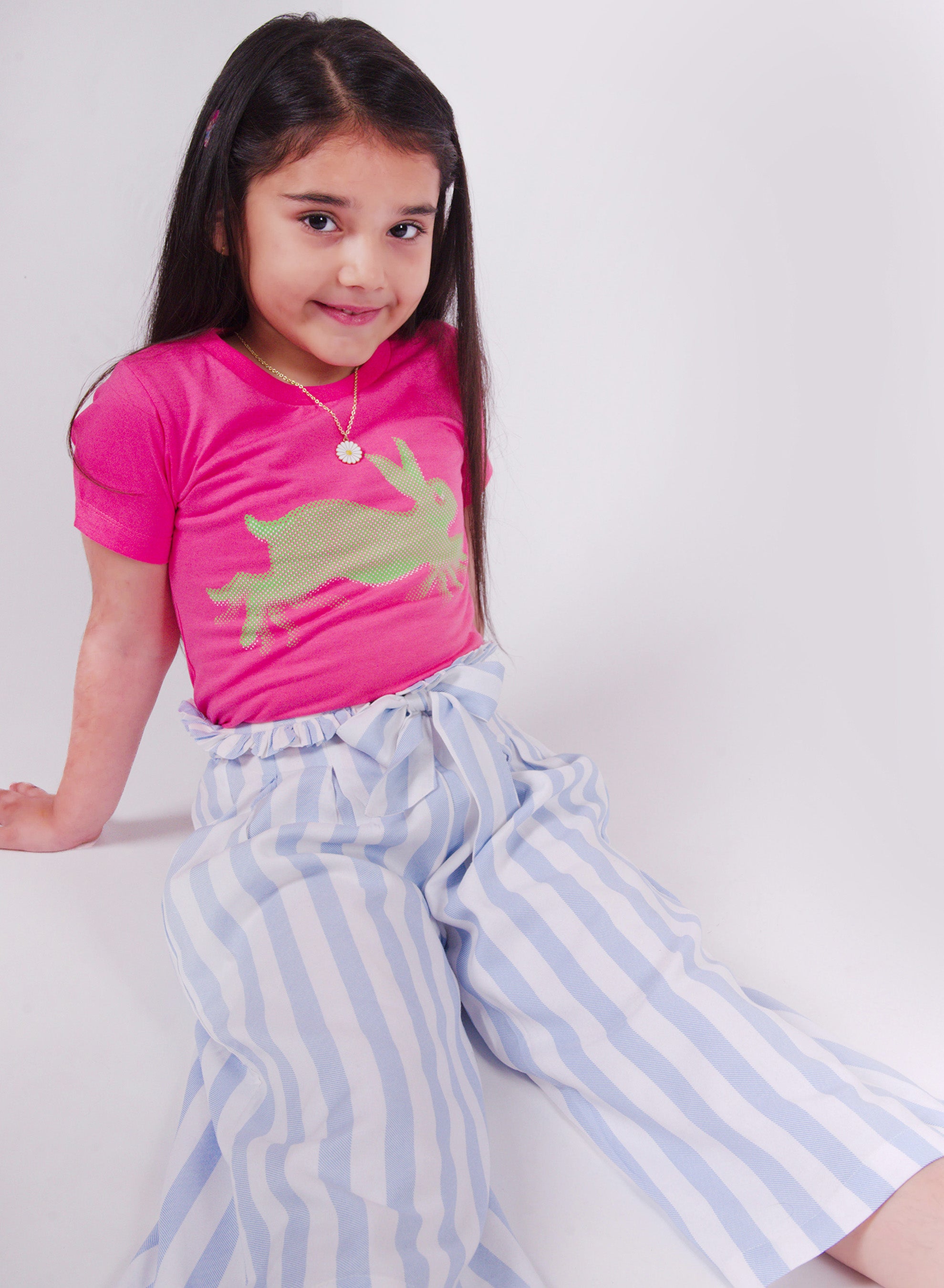 Little Carrot Soft Cotton Striped Culottes, , premium kids' wear for girls, size 7-8-years.