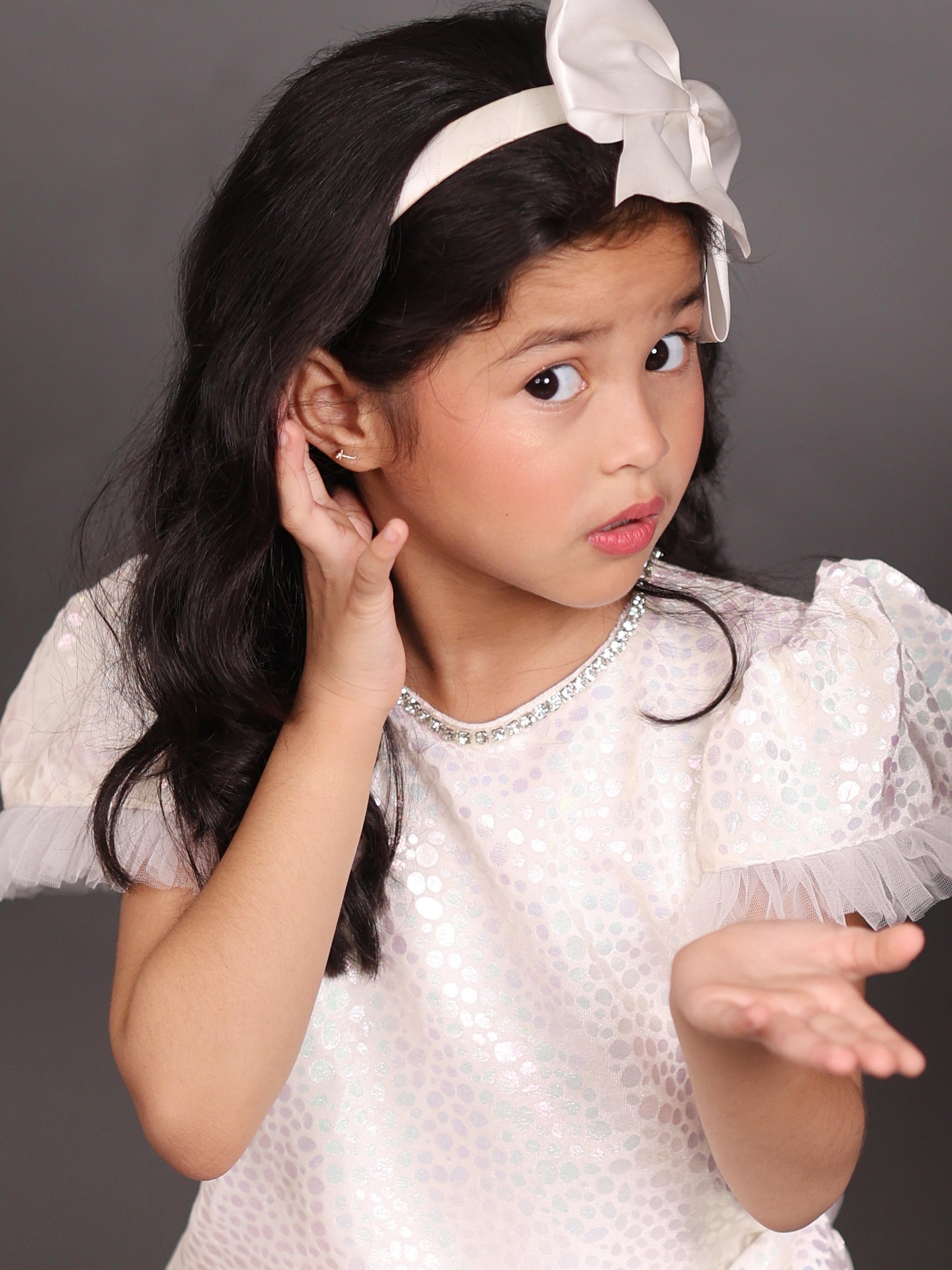 Little Carrot Velvet A Line Dress With Rhinestone Detailing, , premium kids' wear for girls, size cream.