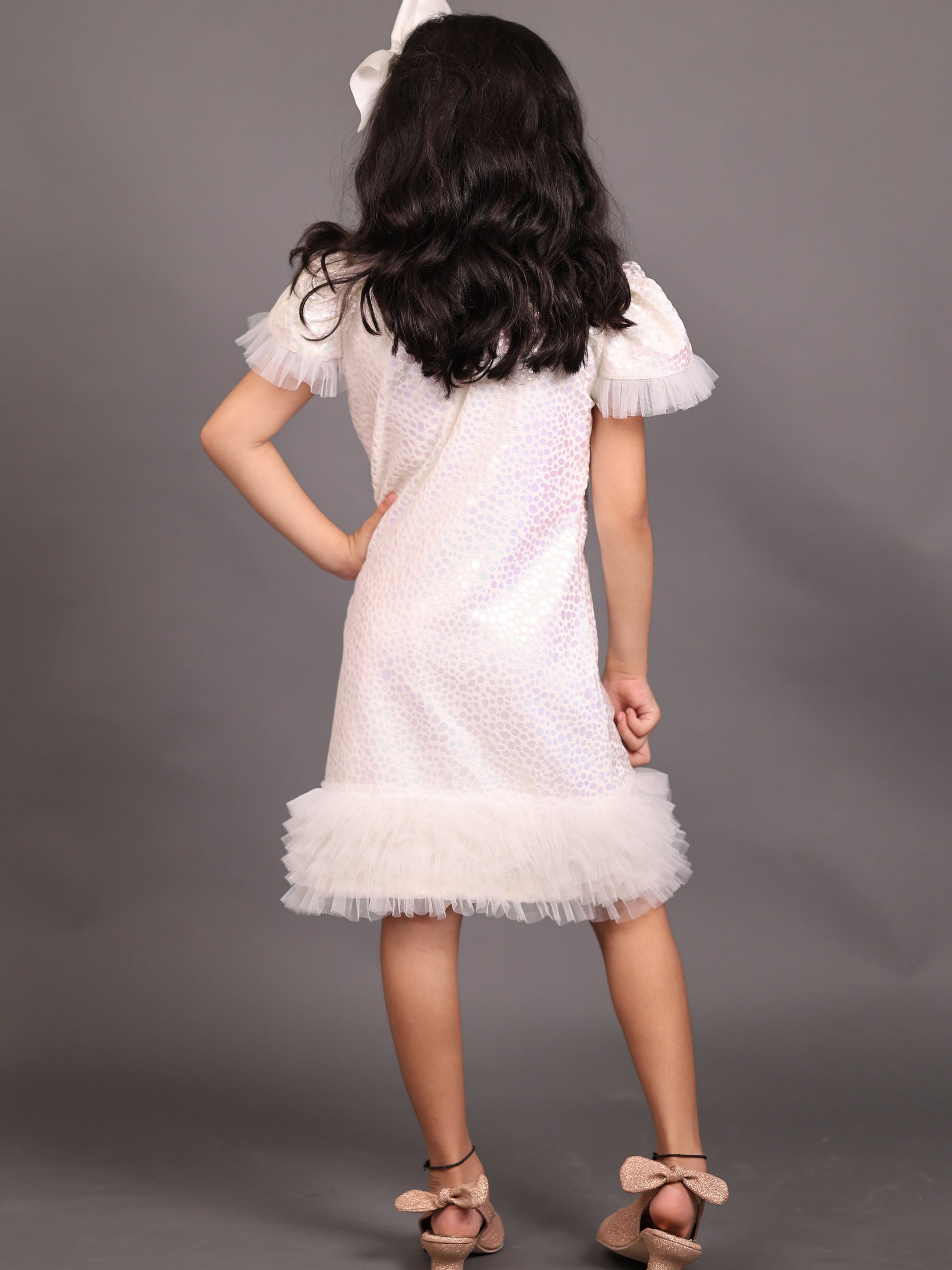 Little Carrot Velvet A Line Dress With Rhinestone Detailing, , premium kids' wear for girls, size cream.