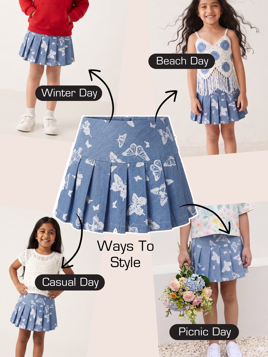 Denim Skirt - Butterfly