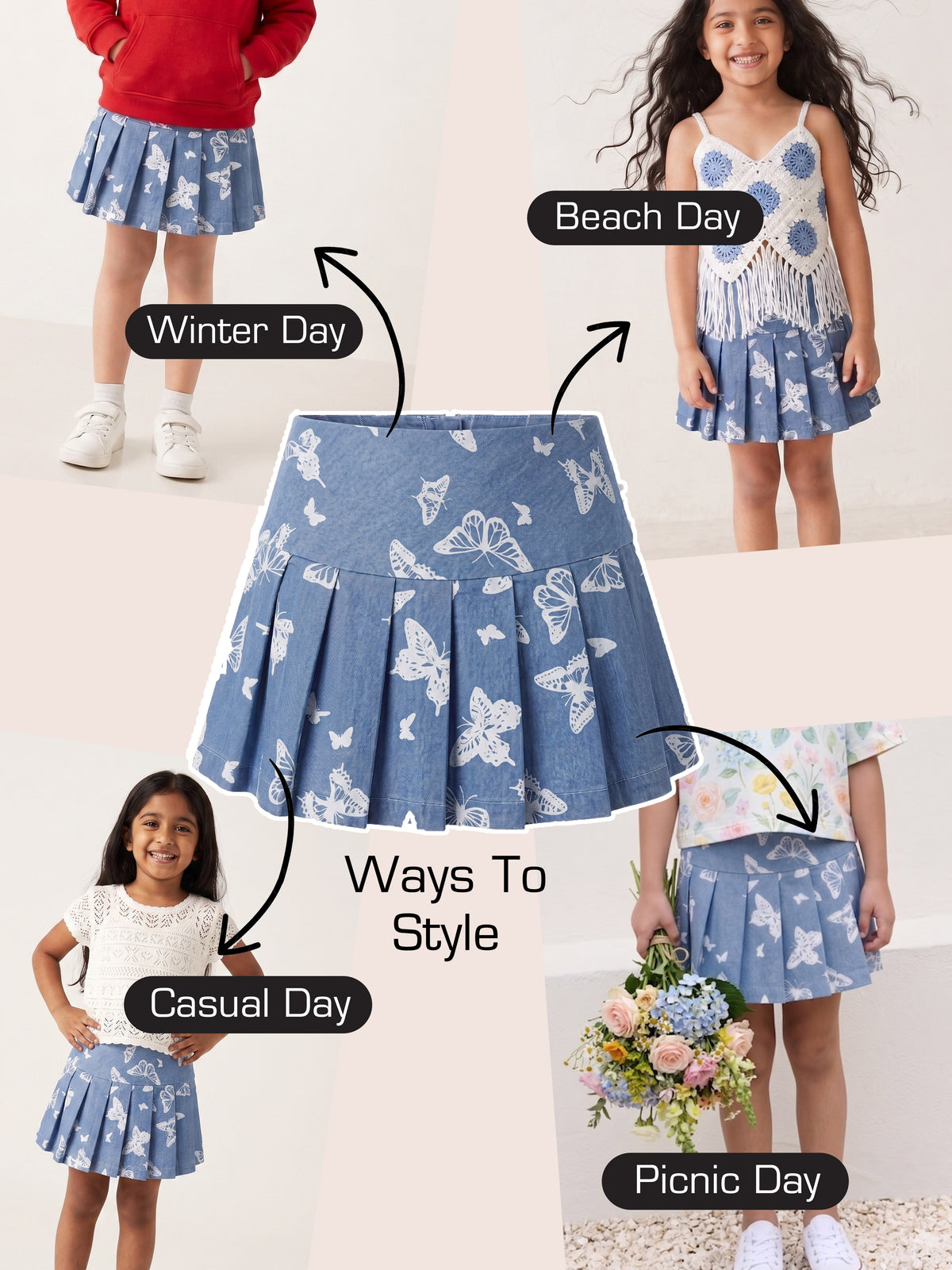 Denim Skirt - Butterfly