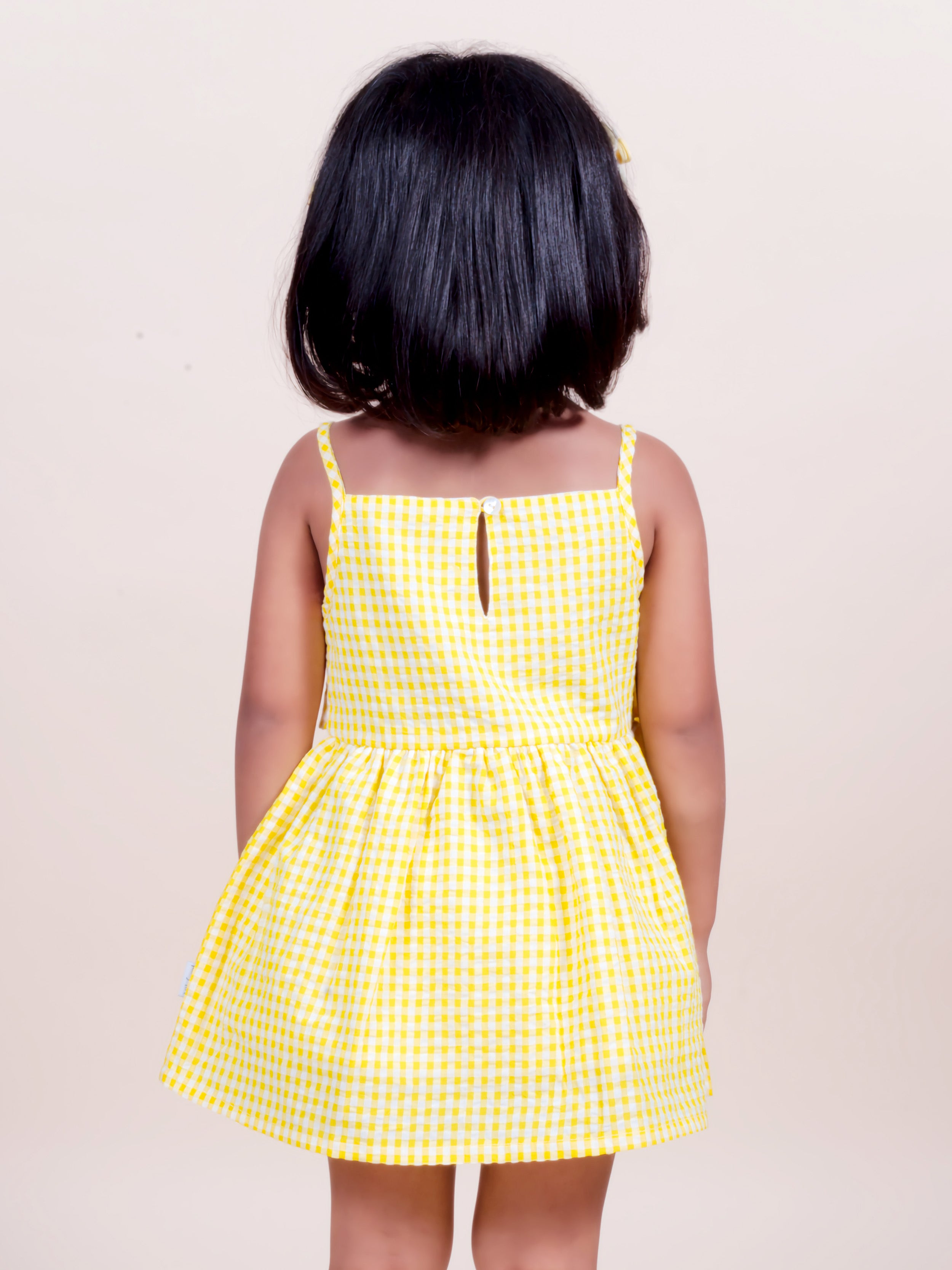 Little Carrot Yellow Beach Dress With Star Sequin Applique, , premium kids' wear for girls, size 4-5-years.